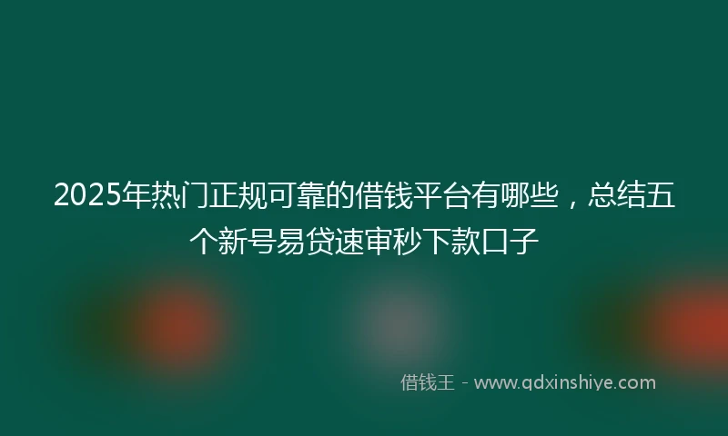 2025年热门正规可靠的借钱平台有哪些，总结五个新号易贷速审秒下款口子