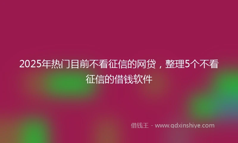2025年热门目前不看征信的网贷，整理5个不看征信的借钱软件