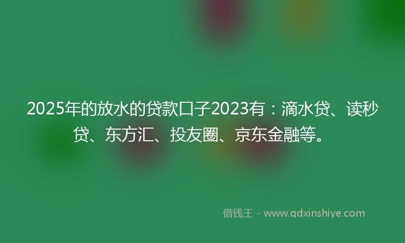 2025年的放水的贷款口子2023有：滴水贷、读秒贷、东方汇、投友圈、京东金融等。