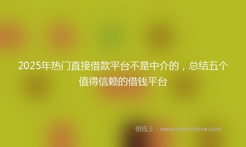 2025年热门直接借款平台不是中介的,总结五个值得信赖的借钱平台