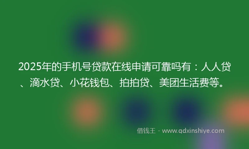 2025年的手机号贷款在线申请可靠吗有：人人贷、滴水贷、小花钱包、拍拍贷、美团生活费等。