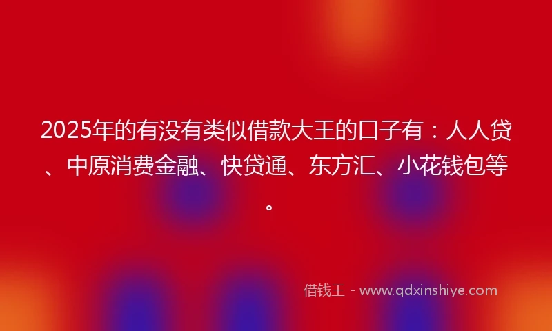 2025年的有没有类似借款大王的口子有：人人贷、中原消费金融、快贷通、东方汇、小花钱包等。