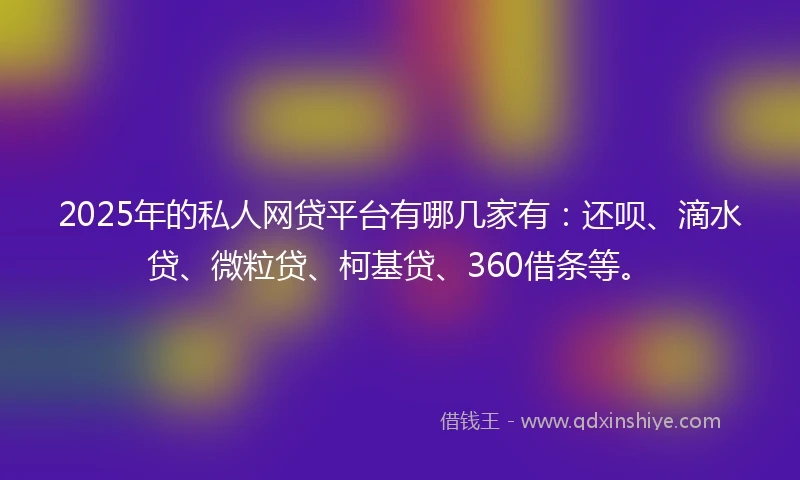 2025年的私人网贷平台有哪几家有：还呗、滴水贷、微粒贷、柯基贷、360借条等。
