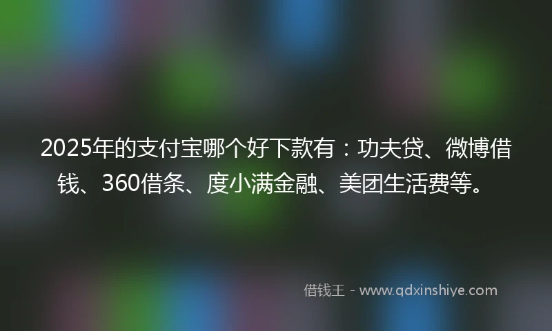 2025年的支付宝哪个好下款有：功夫贷、微博借钱、360借条、度小满金融、美团生活费等。