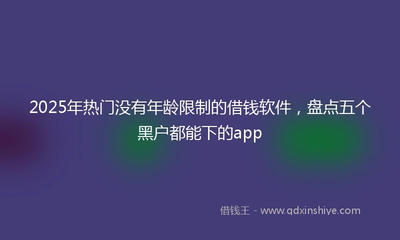 2025年热门没有年龄限制的借钱软件，盘点五个黑户都能下的app