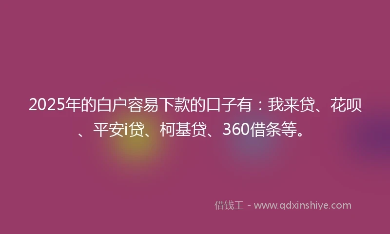 2025年的白户容易下款的口子有：我来贷、花呗、平安i贷、柯基贷、360借条等。