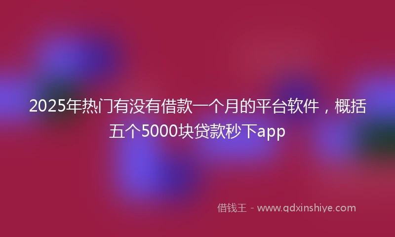 2025年热门有没有借款一个月的平台软件，概括五个5000块贷款秒下app