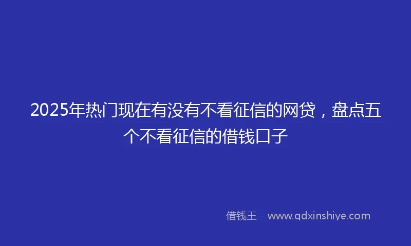 2025年热门现在有没有不看征信的网贷，盘点五个不看征信的借钱口子