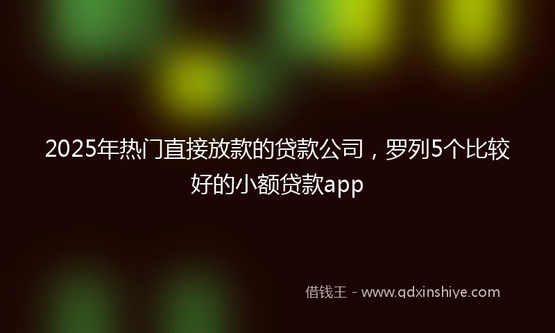 2025年热门直接放款的贷款公司，罗列5个比较好的小额贷款app