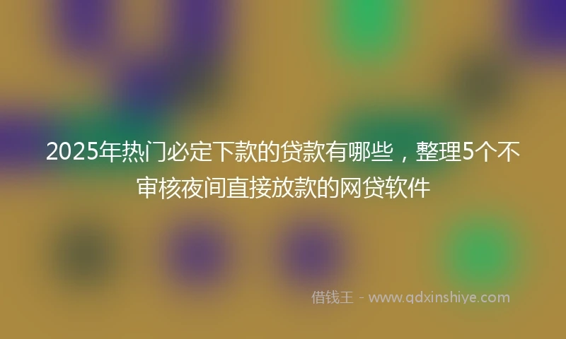 2025年热门必定下款的贷款有哪些，整理5个不审核夜间直接放款的网贷软件