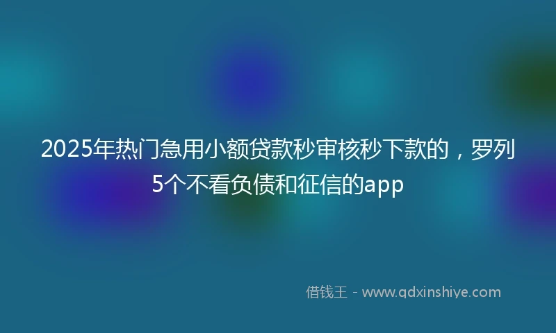 2025年热门急用小额贷款秒审核秒下款的，罗列5个不看负债和征信的app