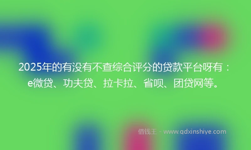 2025年的有没有不查综合评分的贷款平台呀有：e微贷、功夫贷、拉卡拉、省呗、团贷网等。