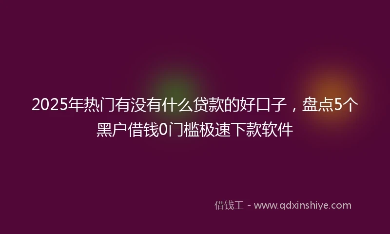 2025年热门有没有什么贷款的好口子，盘点5个黑户借钱0门槛极速下款软件