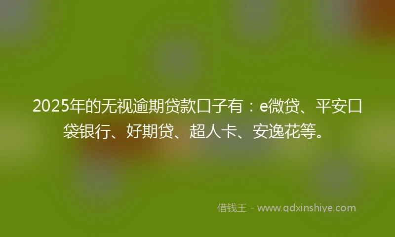 2025年的无视逾期贷款口子有：e微贷、平安口袋银行、好期贷、超人卡、安逸花等。