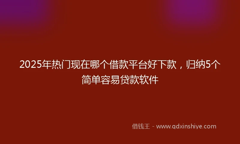 2025年热门现在哪个借款平台好下款，归纳5个简单容易贷款软件