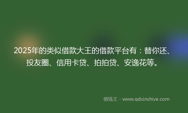 2025年的类似借款大王的借款平台有：替你还、投友圈、信用卡贷、拍拍贷、安逸花等。