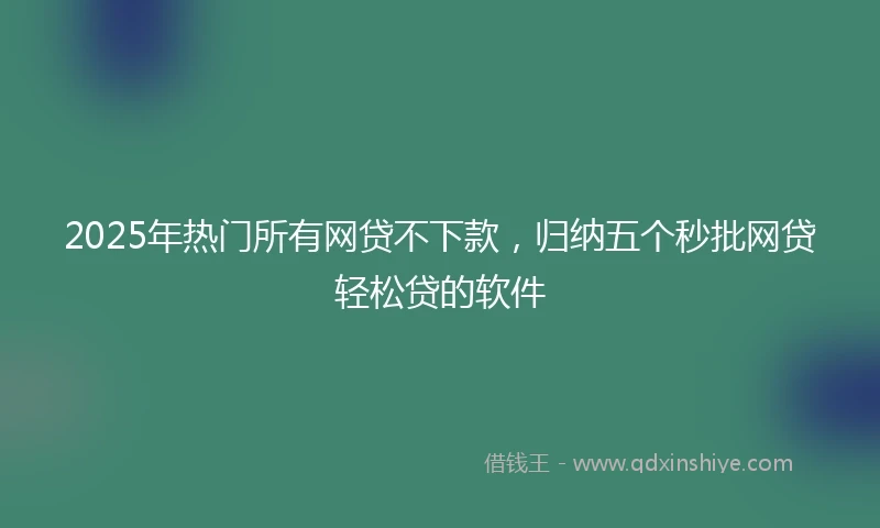 2025年热门所有网贷不下款，归纳五个秒批网贷轻松贷的软件