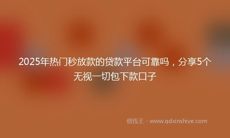 2025年热门秒放款的贷款平台可靠吗，分享5个无视一切包下款口子