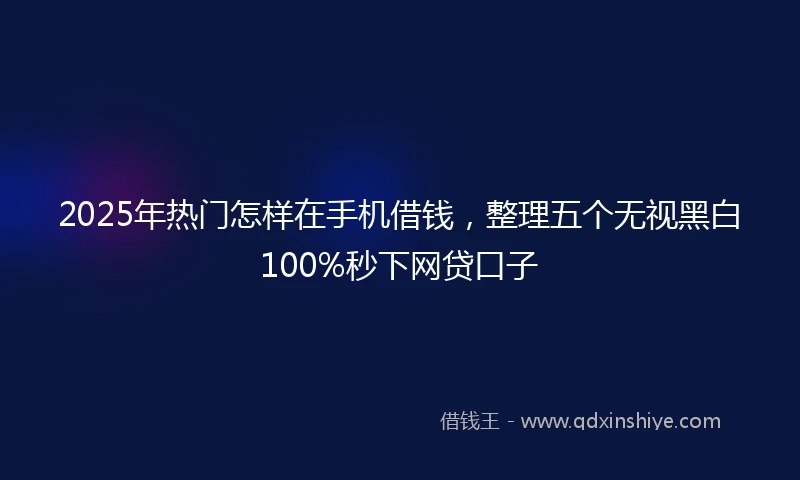 2025年热门怎样在手机借钱，整理五个无视黑白100%秒下网贷口子