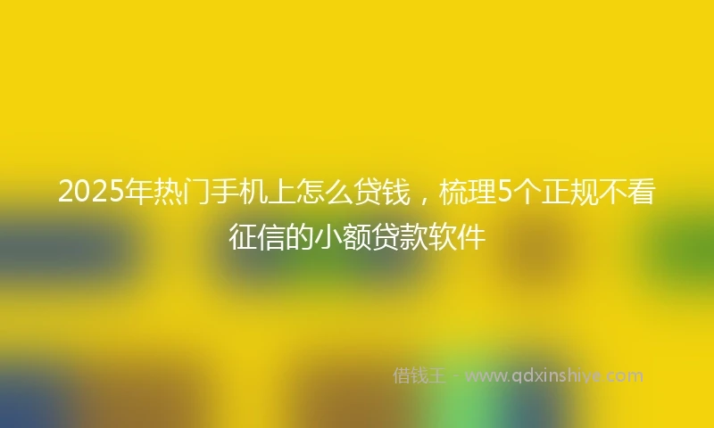 2025年热门手机上怎么贷钱，梳理5个正规不看征信的小额贷款软件
