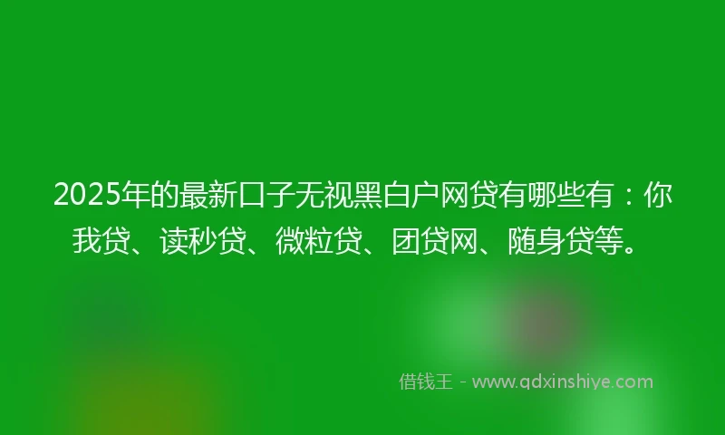 2025年的最新口子无视黑白户网贷有哪些有：你我贷、读秒贷、微粒贷、团贷网、随身贷等。
