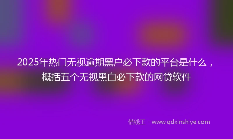 2025年热门无视逾期黑户必下款的平台是什么，概括五个无视黑白必下款的网贷软件