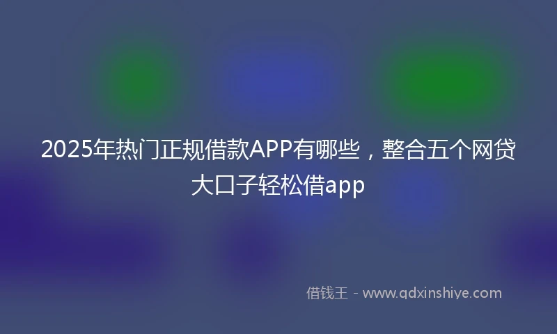 2025年热门正规借款APP有哪些，整合五个网贷大口子轻松借app