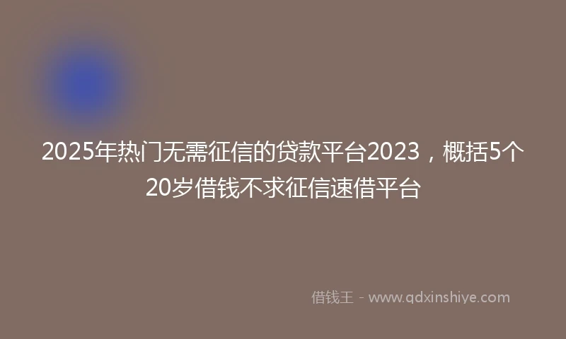2025年热门无需征信的贷款平台2023，概括5个20岁借钱不求征信速借平台