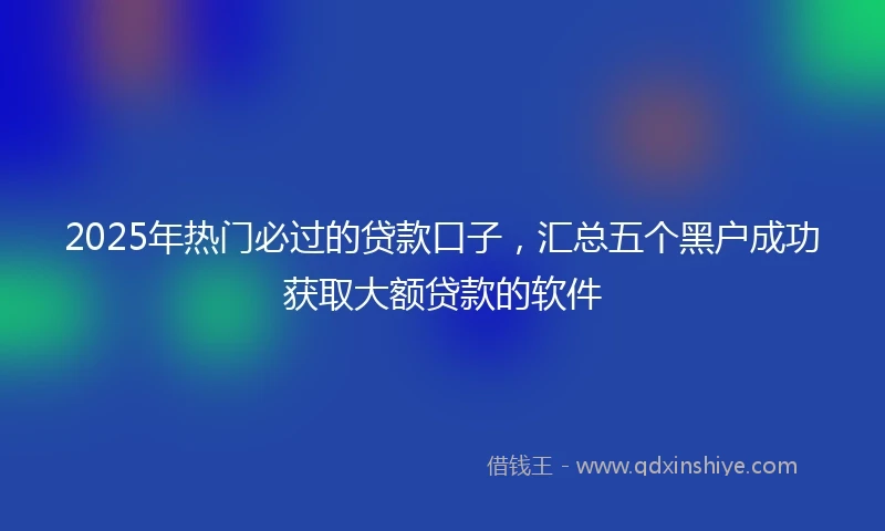 2025年热门必过的贷款口子，汇总五个黑户成功获取大额贷款的软件