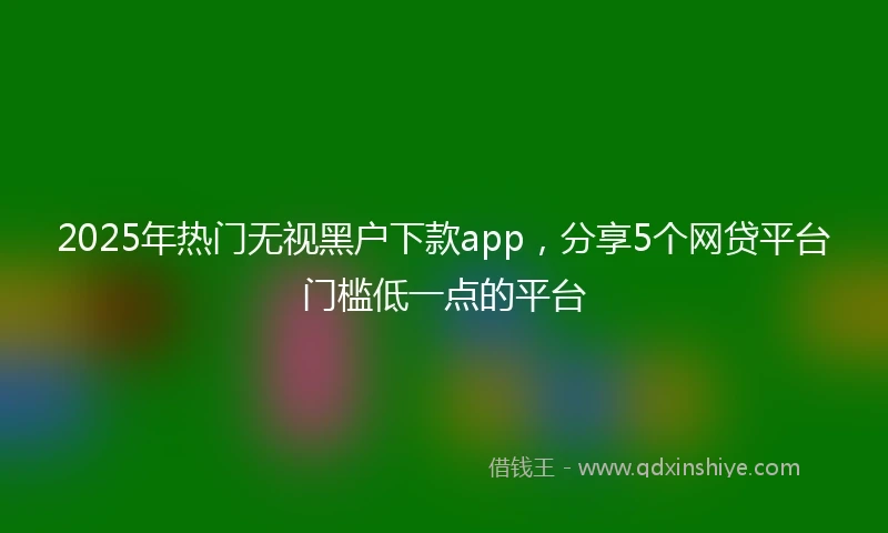 2025年热门无视黑户下款app，分享5个网贷平台门槛低一点的平台