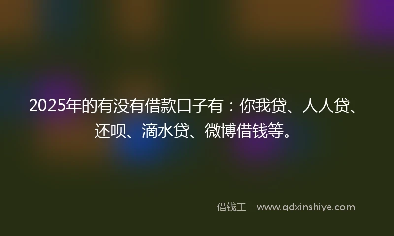 2025年的有没有借款口子有：你我贷、人人贷、还呗、滴水贷、微博借钱等。