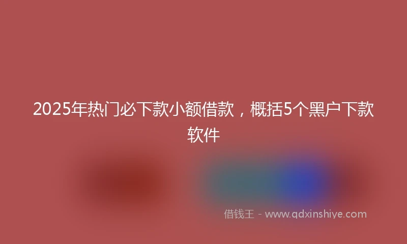 2025年热门必下款小额借款，概括5个黑户下款软件