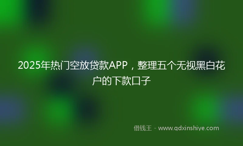 2025年热门空放贷款APP，整理五个无视黑白花户的下款口子