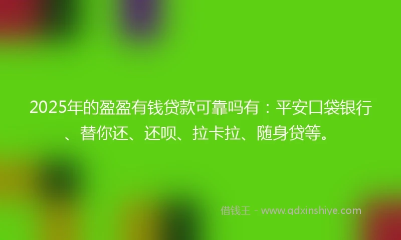 2025年的盈盈有钱贷款可靠吗有：平安口袋银行、替你还、还呗、拉卡拉、随身贷等。
