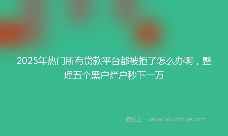 2025年热门所有贷款平台都被拒了怎么办啊，整理五个黑户烂户秒下一万