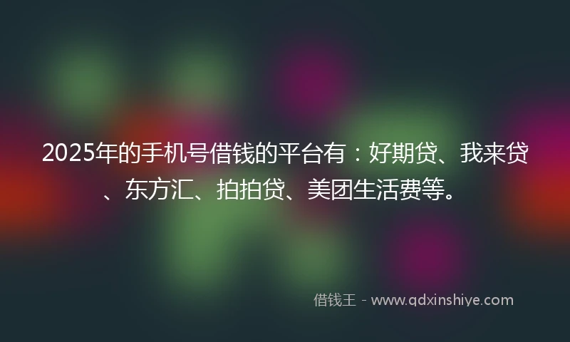 2025年的手机号借钱的平台有：好期贷、我来贷、东方汇、拍拍贷、美团生活费等。