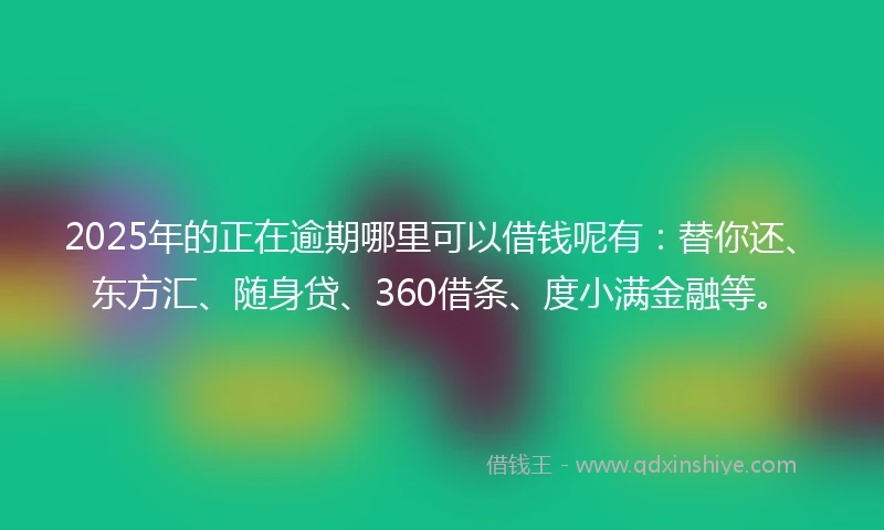 2025年的正在逾期哪里可以借钱呢有：替你还、东方汇、随身贷、360借条、度小满金融等。