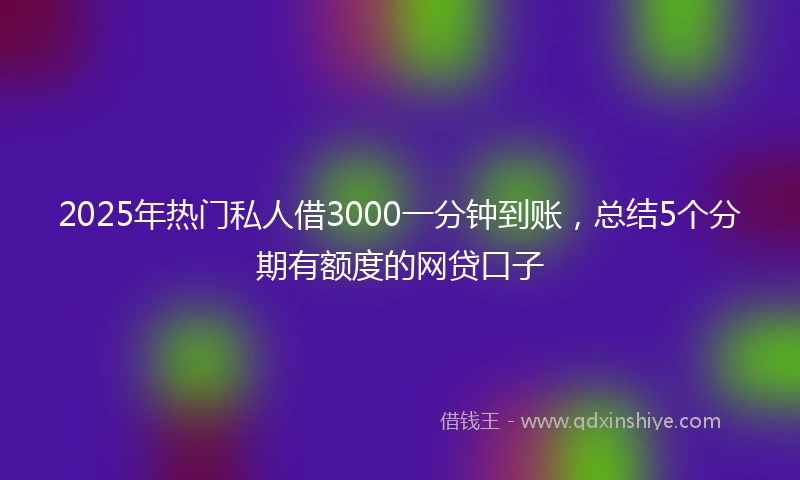 2025年热门私人借3000一分钟到账，总结5个分期有额度的网贷口子
