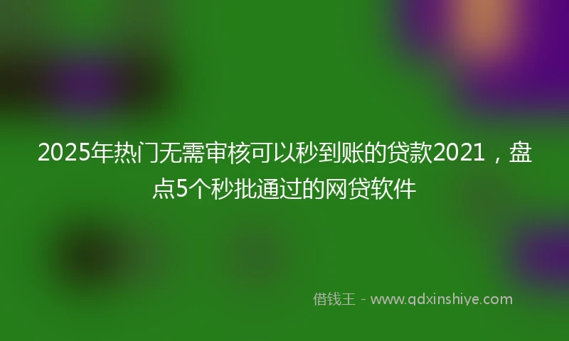 2025年热门无需审核可以秒到账的贷款2021，盘点5个秒批通过的网贷软件