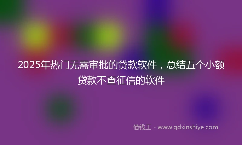 2025年热门无需审批的贷款软件，总结五个小额贷款不查征信的软件