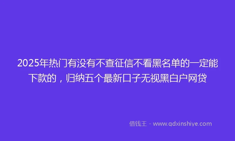 2025年热门有没有不查征信不看黑名单的一定能下款的，归纳五个最新口子无视黑白户网贷