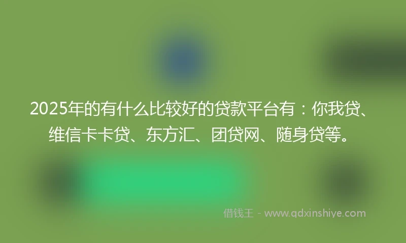2025年的有什么比较好的贷款平台有：你我贷、维信卡卡贷、东方汇、团贷网、随身贷等。