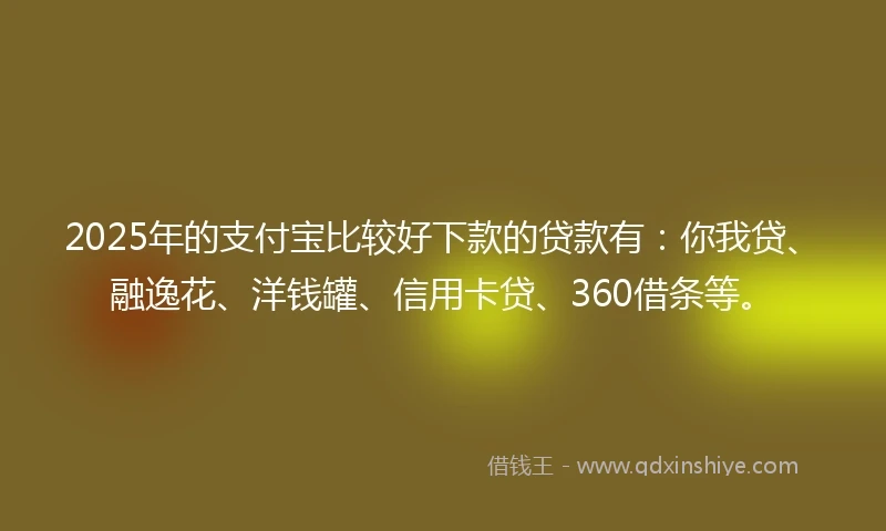 2025年的支付宝比较好下款的贷款有：你我贷、融逸花、洋钱罐、信用卡贷、360借条等。