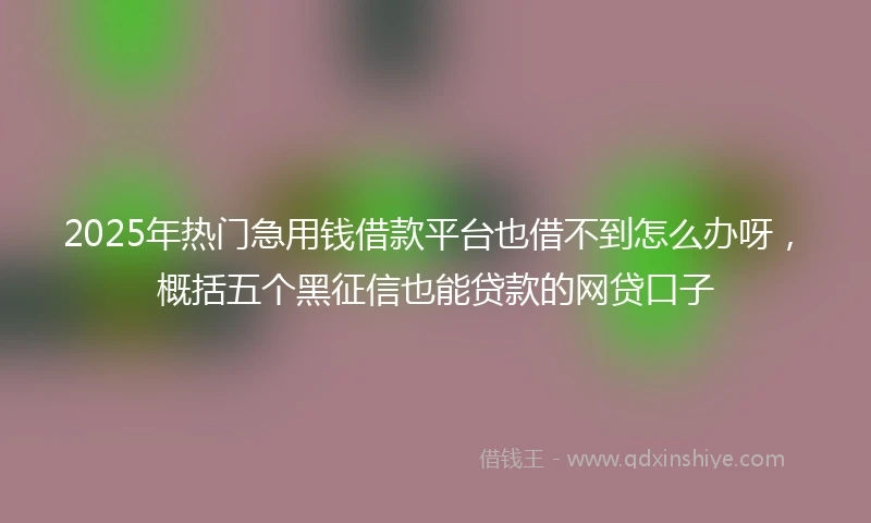 2025年热门急用钱借款平台也借不到怎么办呀，概括五个黑征信也能贷款的网贷口子