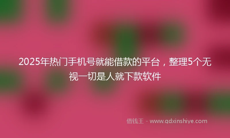 2025年热门手机号就能借款的平台，整理5个无视一切是人就下款软件