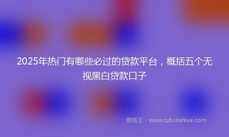 2025年热门有哪些必过的贷款平台，概括五个无视黑白贷款口子