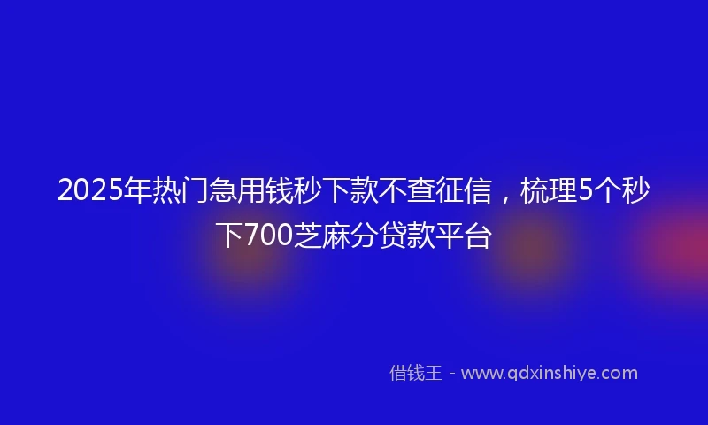 2025年热门急用钱秒下款不查征信，梳理5个秒下700芝麻分贷款平台