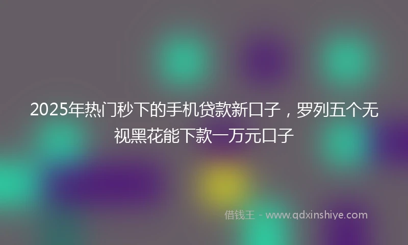2025年热门秒下的手机贷款新口子，罗列五个无视黑花能下款一万元口子