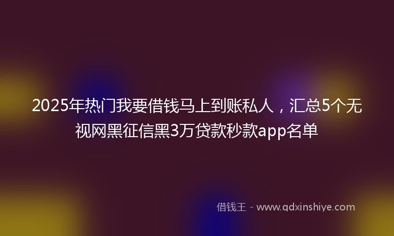 2025年热门我要借钱马上到账私人，汇总5个无视网黑征信黑3万贷款秒款app名单