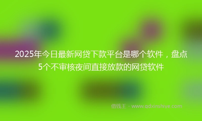 2025年今日最新网贷下款平台是哪个软件，盘点5个不审核夜间直接放款的网贷软件
